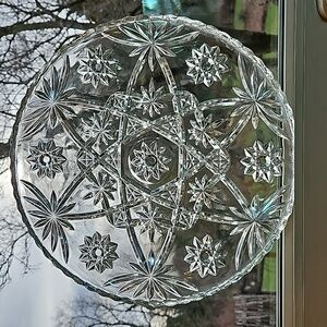 Vintage Anchor Hocking Star Pattern Serving Tray  1960'S Pressed
